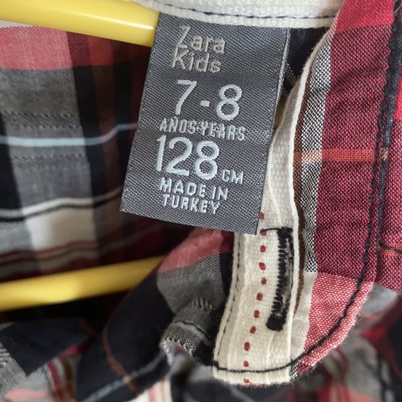 Red, black and white plaid button up collard shirt - Picture 7 of 7